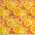 thumbnail image 1 of Ambesonne Floral Fabric by the Yard Upholstery, Retro Style Flowers Top View, 3 Yards, Yellow Pale Peach, 1 of 4