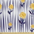 thumbnail image 1 of Ambesonne Floral Fabric by the Yard Upholstery, Chrysanthemum Pattern, 10 Yards, Indigo Earth Yellow, 1 of 5