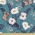thumbnail image 1 of Ambesonne Floral Fabric by the Yard Upholstery, Floral and Butterflies Art, 1 Yard, Multicolor, 1 of 5
