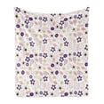 thumbnail image 1 of Floral Soft Flannel Fleece Blanket, Abstract Combination of Spring Flowers Dahlias Chrysanthemum and Leaves, Cozy Plush for Indoor and Outdoor Use, 60" x 80", Purple Coral and Cream, by Ambesonne, 1 of 6