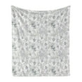 thumbnail image 1 of Floral Soft Flannel Fleece Blanket, Abstract Sketchy Hand Drawn Garden Spring Flowers with Grey Backdrop Image, Cozy Plush for Indoor and Outdoor Use, 60" x 80", Pale Grey and White, by Ambesonne, 1 of 5
