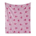 thumbnail image 1 of Floral Soft Flannel Fleece Blanket, Blooming Romantic Flowers with Mini Polka Dots on the Background Garden Art, Cozy Plush for Indoor and Outdoor Use, 50" x 70", Hot Pink Grey Pink, by Ambesonne, 1 of 5