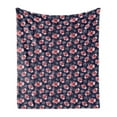 thumbnail image 1 of Floral Soft Flannel Fleece Blanket, Brush Bouquet of Wildflowers Picturesque Nature Summer Season Design, Cozy Plush for Indoor and Outdoor Use, 50" x 70", Coral Pink and Dark Blue, by Ambesonne, 1 of 5