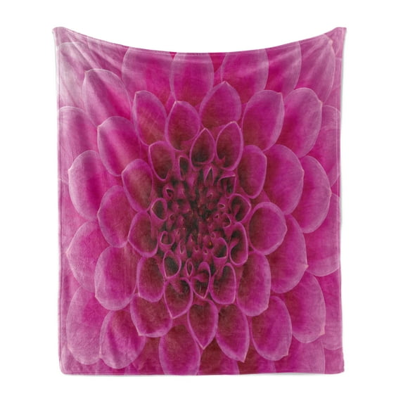 Floral Soft Flannel Fleece Blanket, Close-Up Flower Petals Florets Nature Beauty Fragrance Botany Bloom Fresh Picture Print, Cozy Plush for Indoor and Outdoor Use, 70" x 90", Magenta, by Ambesonne