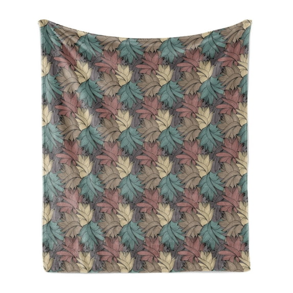Floral Soft Flannel Fleece Blanket, Colorful Foliage Leaves with Autumnal Nature Theme Abstract Changing of the Seasons, Cozy Plush for Indoor and Outdoor Use, 50" x 60", Multicolor, by Ambesonne