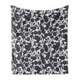 thumbnail image 1 of Floral Soft Flannel Fleece Blanket, Dark Charcoal Gardening Flowers Leaves and Swirls Modern Art Print Image, Cozy Plush for Indoor and Outdoor Use, 60" x 80", Dark Navy Blue White, by Ambesonne, 1 of 6