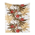 thumbnail image 1 of Floral Soft Flannel Fleece Blanket, Exotic Climbing Plant Ivy Flowers Leaves Vintage Blooms Botanical Artwork, Cozy Plush for Indoor and Outdoor Use, 60" x 80", Brown Sand Brown Red, by Ambesonne, 1 of 5