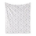 thumbnail image 1 of Floral Soft Flannel Fleece Blanket, Flowers in Pastel Tones on Plain Background Spring Vintage Inspired, Cozy Plush for Indoor and Outdoor Use, 50" x 60", White Violet and Pale Blue, by Ambesonne, 1 of 5