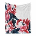 thumbnail image 1 of Floral Soft Flannel Fleece Blanket, Flowers in Watercolor Style Effect Illustration of Peonies Spring Inspired Print, Cozy Plush for Indoor and Outdoor Use, 50" x 70", Dark Blue Red, by Ambesonne, 1 of 6