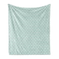 thumbnail image 1 of Floral Soft Flannel Fleece Blanket, Geometric Pattern of Rounded Squares and Flowers Simple Eastern Style Image, Cozy Plush for Indoor and Outdoor Use, 50" x 60", Pale Teal and White, by Ambesonne, 1 of 6