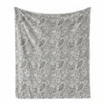 thumbnail image 1 of Floral Soft Flannel Fleece Blanket, Greyscale Illustration of Flowers and Leaves Classical Victorian Pattern, Cozy Plush for Indoor and Outdoor Use, 50" x 60", Taupe Grey and White, by Ambesonne, 1 of 6