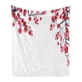 thumbnail image 1 of Floral Soft Flannel Fleece Blanket, Illustration of Flowering Branch Sakura Traditional Floral Artwork Print, Cozy Plush for Indoor and Outdoor Use, 70" x 90", Pink White Dark Purple, by Ambesonne, 1 of 5