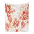 thumbnail image 1 of Floral Soft Flannel Fleece Blanket, Japanese Sakura Flowers Cherry Blossoms in Vibrant Colors Illustration, Cozy Plush for Indoor and Outdoor Use, 50" x 60", Coral Dark Coral Yellow, by Ambesonne, 1 of 5