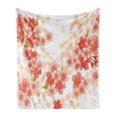 thumbnail image 1 of Floral Soft Flannel Fleece Blanket, Japanese Sakura Flowers Cherry Blossoms in Vibrant Colors Illustration, Cozy Plush for Indoor and Outdoor Use, 60" x 80", Coral Dark Coral Yellow, by Ambesonne, 1 of 5