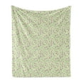 thumbnail image 1 of Floral Soft Flannel Fleece Blanket, Jumble Tulip Garden and Leaves Yard Flowering Botanical Flourish Pattern, Cozy Plush for Indoor and Outdoor Use, 50" x 70", Purple Green and Cream, by Ambesonne, 1 of 5