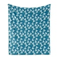 thumbnail image 1 of Floral Soft Flannel Fleece Blanket, Nature Bloom Growing Flowers of Spring Revival in Continuous Pattern, Cozy Plush for Indoor and Outdoor Use, 60" x 80", Sea Blue and Pastel Green, by Ambesonne, 1 of 5