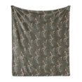 thumbnail image 1 of Floral Soft Flannel Fleece Blanket, Soft Orange and White Dotted Branches Buds Branches Spring Seasonal Pattern, Cozy Plush for Indoor and Outdoor Use, 70" x 90", Orange White Grey, by Ambesonne, 1 of 6