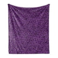 thumbnail image 1 of Floral Soft Flannel Fleece Blanket, Ornamental Pattern of Plenitude Blooming Lilac and Yellowish Stamens Scene, Cozy Plush for Indoor and Outdoor Use, 70" x 90", Purple and Marigold, by Ambesonne, 1 of 5