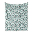 thumbnail image 1 of Floral Soft Flannel Fleece Blanket, Outline Drawings of Blooming Tropical Flower Silhouettes Simple Detailed, Cozy Plush for Indoor and Outdoor Use, 70" x 90", Seafoam Charcoal Grey, by Ambesonne, 1 of 5