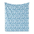 thumbnail image 1 of Floral Soft Flannel Fleece Blanket, Pattern of Bluish Flowers and Leaves on Plain Background Romantic Art Print, Cozy Plush for Indoor and Outdoor Use, 60" x 80", Sea Blue and White, by Ambesonne, 1 of 5
