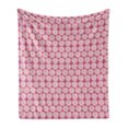 thumbnail image 1 of Floral Soft Flannel Fleece Blanket, Pattern of Deformed Circles in Repeat with Doodle Geometric Lines Round Spots, Cozy Plush for Indoor and Outdoor Use, 50" x 60", Magenta and Cream, by Ambesonne, 1 of 6