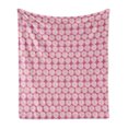 thumbnail image 1 of Floral Soft Flannel Fleece Blanket, Pattern of Deformed Circles in Repeat with Doodle Geometric Lines Round Spots, Cozy Plush for Indoor and Outdoor Use, 60" x 80", Magenta and Cream, by Ambesonne, 1 of 5