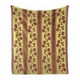 thumbnail image 1 of Floral Soft Flannel Fleece Blanket, Red Flourishing Spring Flowers on Vertical Striped Background Romantic Artwork, Cozy Plush for Indoor and Outdoor Use, 50" x 60", Burgundy Yellow, by Ambesonne, 1 of 6