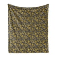 thumbnail image 1 of Floral Soft Flannel Fleece Blanket, Rhythmic Grunge Style Peonies Sketch Like on a Summer Tone Background, Cozy Plush for Indoor and Outdoor Use, 50" x 70", Charcoal Grey and Yellow, by Ambesonne, 1 of 5