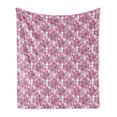 thumbnail image 1 of Floral Soft Flannel Fleece Blanket, Romantic Composition of Chrysanthemums Illustration Drawn by Hand, Cozy Plush for Indoor and Outdoor Use, 70" x 90", Pink Pale Fuchsia and White, by Ambesonne, 1 of 5