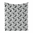 thumbnail image 1 of Floral Soft Flannel Fleece Blanket, Romantic Vintage Pattern with Cherry Flowers Japanese Botany Monochrome, Cozy Plush for Indoor and Outdoor Use, 50" x 60", Charcoal Grey and White, by Ambesonne, 1 of 6