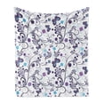 thumbnail image 1 of Floral Soft Flannel Fleece Blanket, Spring with Flying Inspirational Butterflies and Swirls Branches Design, Cozy Plush for Indoor and Outdoor Use, 50" x 60", Dark Purple Pale Blue, by Ambesonne, 1 of 5