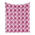 thumbnail image 1 of Floral Soft Flannel Fleece Blanket, Succulent Botanical Lotus Blossom Yoga Flora Foliage Exotic Illustration, Cozy Plush for Indoor and Outdoor Use, 70" x 90", Magenta Pink and White, by Ambesonne, 1 of 5