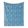 thumbnail image 1 of Floral Soft Flannel Fleece Blanket, Top View Setting of 4 Petal Summer Flowers on a Plain Background Garden Art, Cozy Plush for Indoor and Outdoor Use, 50" x 60", Sea Blue and White, by Ambesonne, 1 of 5