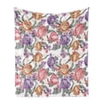 thumbnail image 1 of Floral Soft Flannel Fleece Blanket, Vintage Colorful Flowers and Curls on White Background Romantic Spring Pattern Print, Cozy Plush for Indoor and Outdoor Use, 50" x 70", Multicolor, by Ambesonne, 1 of 6