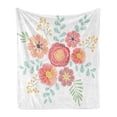 thumbnail image 1 of Floral Soft Flannel Fleece Blanket, Vintage Traditional Style Hand Drawn Flowers and Leaves Composition in Pastel Tones, Cozy Plush for Indoor and Outdoor Use, 50" x 60", Multicolor, by Ambesonne, 1 of 5