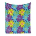 thumbnail image 1 of Floral Soft Flannel Fleece Throw Blanket, 90's Style Flowers Watercolor Style Daisies Chamomile Botanical Rhythmic Motifs, Cozy Plush for Indoor and Outdoor Use, 50" x 60", Multicolor, by Ambesonne, 1 of 5