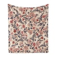 thumbnail image 1 of Floral Soft Flannel Fleece Throw Blanket, Abstract Art Flowers and Leaves Blossoms Illustration Designed Print, Cozy Plush for Indoor and Outdoor Use, 50" x 60", Beige Red White, by Ambesonne, 1 of 6