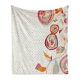 thumbnail image 1 of Floral Soft Flannel Fleece Throw Blanket, Abstract Flower Petals with Fractal Featured Buds on Polka Dots Backdrop Picture, Cozy Plush for Indoor and Outdoor Use, 50" x 70", Multicolor, by Ambesonne, 1 of 6