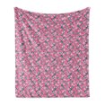 thumbnail image 1 of Floral Soft Flannel Fleece Throw Blanket, Abstract Pink Flower Blossoms Swirl Tendrils Peonies Print, Cozy Plush for Indoor and Outdoor Use, 50" x 70", Teal Pink Magenta, by Ambesonne, 1 of 5