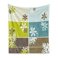 thumbnail image 1 of Floral Soft Flannel Fleece Throw Blanket, Abstract Spring Inspired Set with Blossoms and Rectangles Geometric Retro Style, Cozy Plush for Indoor and Outdoor Use, 70" x 90", Multicolor, by Ambesonne, 1 of 6