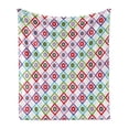 thumbnail image 1 of Floral Soft Flannel Fleece Throw Blanket, Abstract Squares with Flowers Spring Summer Blooms Nature Revival Patchwork Print, Cozy Plush for Indoor and Outdoor Use, 60" x 80", Multicolor, by Ambesonne, 1 of 6