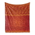 thumbnail image 1 of Floral Soft Flannel Fleece Throw Blanket, Art Little and Leafy Motif Folkloric Botanical Pattern, Cozy Plush for Indoor and Outdoor Use, 50" x 70", Vermilion Ruby, by Ambesonne, 1 of 5