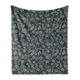 thumbnail image 1 of Floral Soft Flannel Fleece Throw Blanket, Bicolor Spring Themed Pattern with Meadow Flowers Abstract Design, Cozy Plush for Indoor and Outdoor Use, 50" x 70", Hunter Green Grey Pink, by Ambesonne, 1 of 5