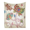 thumbnail image 1 of Floral Soft Flannel Fleece Throw Blanket, Birds and Curved Flower Petals Shabby Style Style Image Artwork Print, Cozy Plush for Indoor and Outdoor Use, 70" x 90", Multicolor, by Ambesonne, 1 of 5