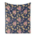 thumbnail image 1 of Floral Soft Flannel Fleece Throw Blanket, Blossoming Flower and Leaves Seasonal Nature Vintage Foliage, Cozy Plush for Indoor and Outdoor Use, 60" x 80", Lavender Brown, by Ambesonne, 1 of 5