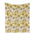 thumbnail image 1 of Floral Soft Flannel Fleece Throw Blanket, Blossoms Petals Modern Dots Abstract Bedding Plants Gardening, Cozy Plush for Indoor and Outdoor Use, 70" x 90", Khaki Brown White, by Ambesonne, 1 of 6