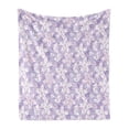 thumbnail image 1 of Floral Soft Flannel Fleece Throw Blanket, Botanical Theme Abtract Flowers Pattern Spring Blossom Motifs, Cozy Plush for Indoor and Outdoor Use, 50" x 60", Pastel Purple Lavender, by Ambesonne, 1 of 5