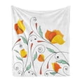 thumbnail image 1 of Floral Soft Flannel Fleece Throw Blanket, Bouquet with Swirled Branches Romantic Paper Flowers Origami Autumn Blooms Image, Cozy Plush for Indoor and Outdoor Use, 70" x 90", Mint Orange, by Ambesonne, 1 of 5