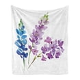 thumbnail image 1 of Floral Soft Flannel Fleece Throw Blanket, Branches of Watercolor Flowers in Spring Color Shades Lavender and Violet Bouquet, Cozy Plush for Indoor and Outdoor Use, 60" x 80", Multicolor, by Ambesonne, 1 of 5