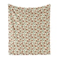 thumbnail image 1 of Floral Soft Flannel Fleece Throw Blanket, Carnation Flowers Curlicue Leaves Vintage Image, Cozy Plush for Indoor and Outdoor Use, 70" x 90", Cream Multicolor, by Ambesonne, 1 of 5